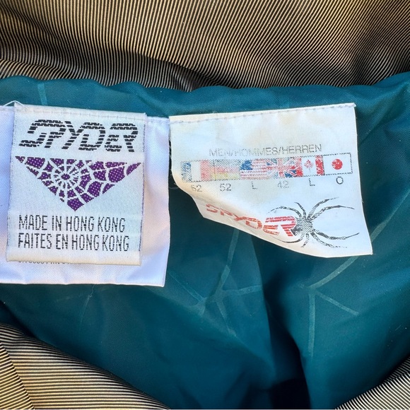 Vintage Spyder Wool Knit Ski Snow Sweater Jacket Full Zip Gold Metallic Large - Picture 6 of 12